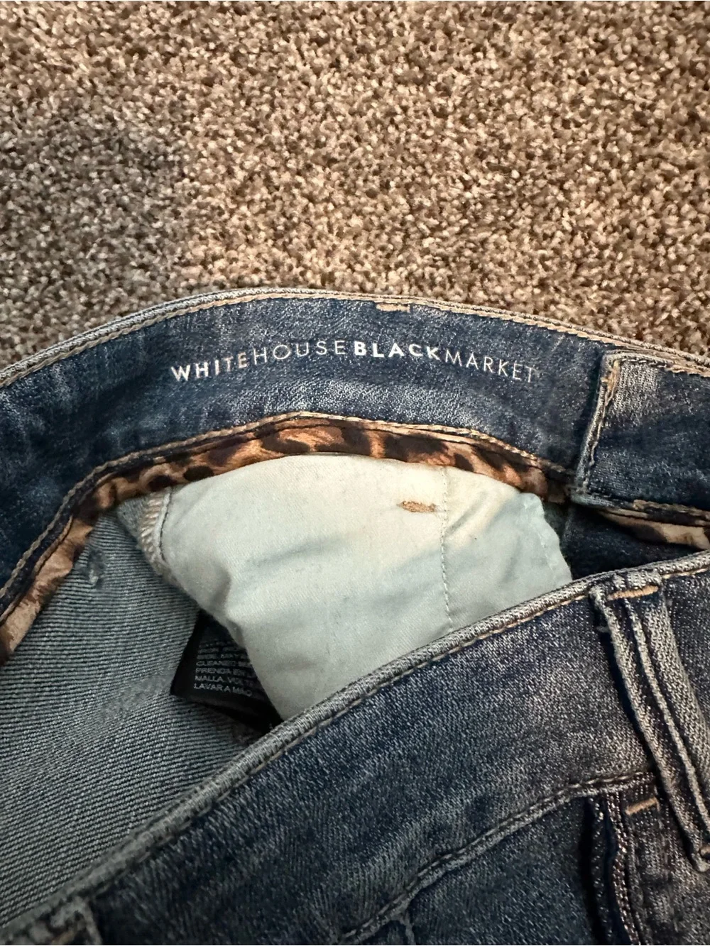 WHBM The Slim Ankle Jeans Size 6 High Rise Skinny Blue Denim Glitter Festival